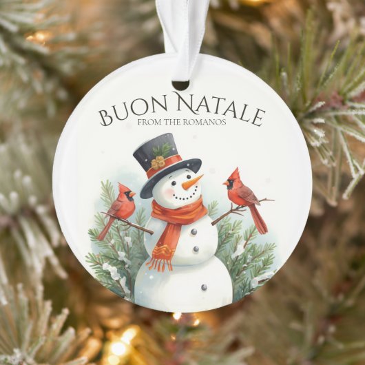 Prettig Kerstmis Sneeuwman & Kardinalen Aangepaste Ornament (Boom)