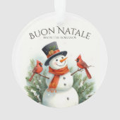 Prettig Kerstmis Sneeuwman & Kardinalen Aangepaste Ornament (achterkant)