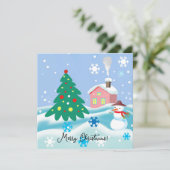 Prettig kerstmis sneeuwpop  feestdagenkaart (Staand voorkant)