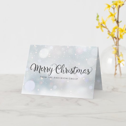Prettig Kerstmis Sneeuwvlokken Bedrijfs Kerstfeest Kaart (Gele Bloem)