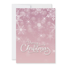 Prettig Kerstmis Sneeuwvlokken Witte Roze Groet