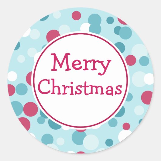 Prettig Kerstmis Stip Kerststickers Ronde Sticker (Voorkant)