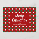 Prettig Kerstmis Stippen Rood Briefkaart (Voorkant)