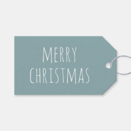 Prettig Kerstmis | Stof Blauw Minimalistische Fees Cadeaulabel