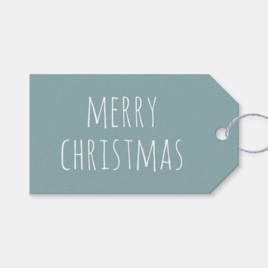 Prettig Kerstmis | Stof Blauw Minimalistische Fees Cadeaulabel (Voorkant (Horizontaal))