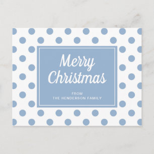 Prettig Kerstmis Stofblauw Stippen Briefkaart