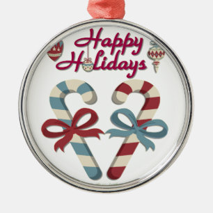 Prettig Kerstmis Suikerstokhart Metalen Ornament