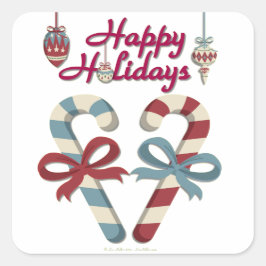 Prettig Kerstmis Suikerstokhart Vierkante Sticker