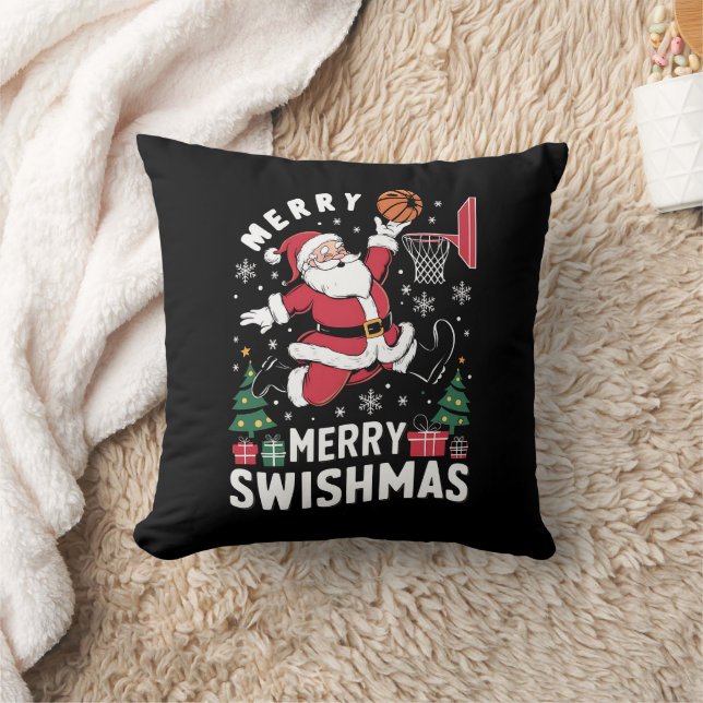 Prettig Kerstmis Swishmas Kerstman Basketbal Spele Kussen (Deken)