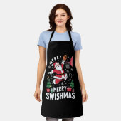 Prettig Kerstmis Swishmas Kerstman Basketbal Spele Schort (Gedragen)