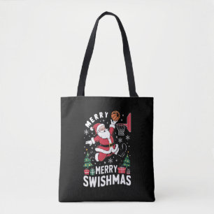 Prettig Kerstmis Swishmas Kerstman Basketbal Spele Tote Bag
