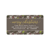 Prettig Kerstmis Taupe Goud Elegant Script Adres Etiket (Voorkant)