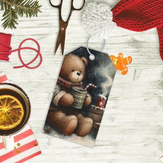 Prettig Kerstmis Teddbeer Cadeaulabel