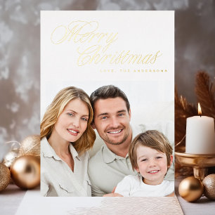 Prettig Kerstmis Traditioneel ECHT Goud Foto Folie Feestdagenkaart