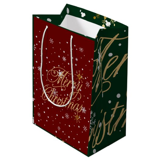Prettig Kerstmis Trendy Vakantie Medium Cadeauzakje (Achterkant Gekanteld)