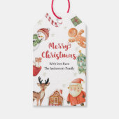 Prettig Kerstmis Vakantie Kerstman Cadeau Familie  Cadeaulabel (Voorkant)