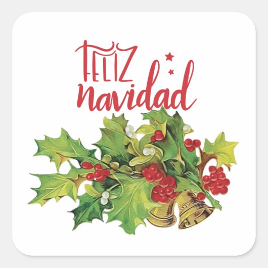 Prettig Kerstmis Vakantie Vierkante Sticker (Voorkant)