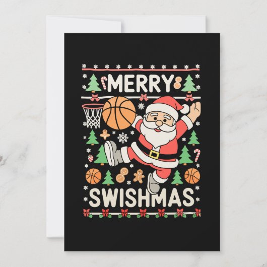 Prettig Kerstmis Vies Kerst Basketbal Kerstman Kaart (Voorkant)