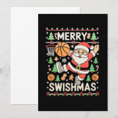 Prettig Kerstmis Vies Kerst Basketbal Kerstman Kaart (Voorkant / Achterkant)