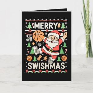 Prettig Kerstmis Vies Kerst Basketbal Kerstman Kaart