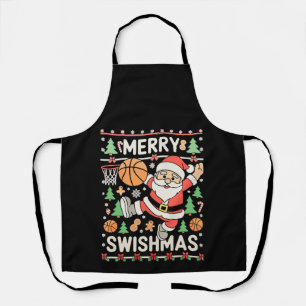 Prettig Kerstmis Vies Kerst Basketbal Kerstman Schort