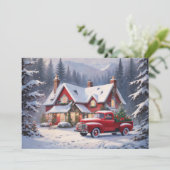 Prettig Kerstmis Vintage Cottage Feestdagenkaart (Staand voorkant)