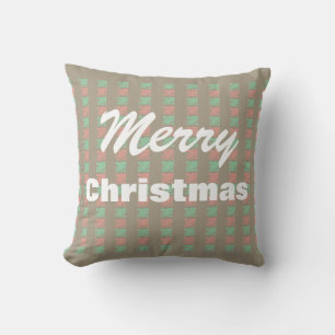 Prettig Kerstmis Vintage Geruit Kussen