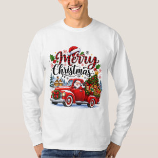 Prettig Kerstmis Vintage Rode Truck Kerstboom T-shirt