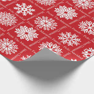 Prettig Kerstmis Voeg naam van familielid toe Kers Cadeaupapier