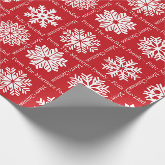 Prettig Kerstmis Voeg naam van familielid toe Kers Cadeaupapier