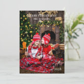 Prettig Kerstmis Voeg Uw Eigen Foto Toe Kerstmis Feestdagenkaart (Staand voorkant)