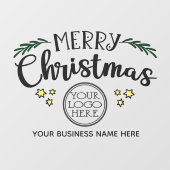 Prettig Kerstmis voeg uw logo en bedrijfsnaam toe Raamsticker (Vel)