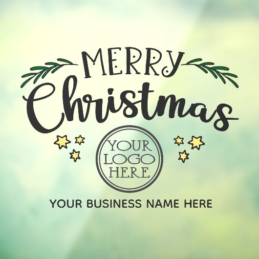 Prettig Kerstmis voeg uw logo en bedrijfsnaam toe Raamsticker (Vel 3)