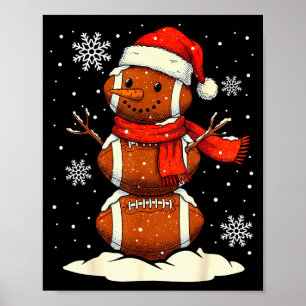 Prettig kerstmis voetbal sneeuwman vakantie Srts K Poster