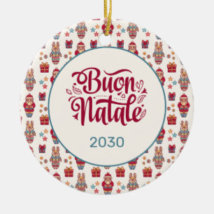 Prettig Kerstmis Volk Kerstman Rendier Crème Op Ma Keramisch Ornament