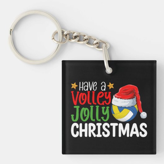 Prettig Kerstmis Volleybal Vakantie Sleutelhanger (Voorkant)