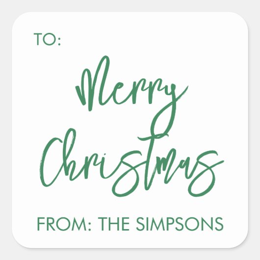 Prettig Kerstmis Voor Van Script Modern Minimalist Vierkante Sticker (Voorkant)