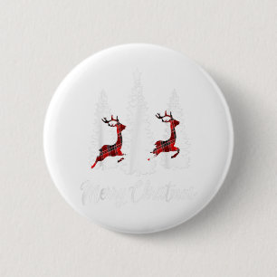 Prettig Kerstmis voor Vrouwen Buffalo geruit Rendi Ronde Button 5,7 Cm