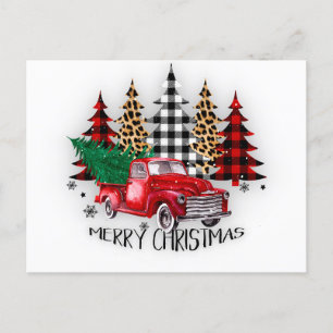 Prettig kerstmis vrachtwagen en bomen Kerstkaart Feestdagenkaart