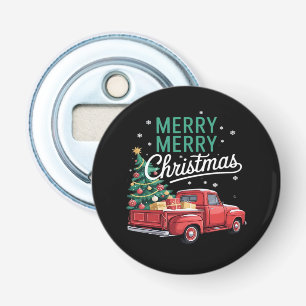 Prettig Kerstmis Vrachtwagen Familie Essentieel Button Flesopener