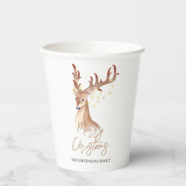 Prettig Kerstmis Waterverf Bruine Hert Elegant Chi Papieren Bekers
