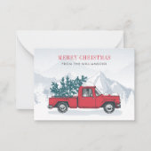 Prettig Kerstmis Waterverf Rode Truck Gelukkig Fee Notitiekaartje (Voorkant)