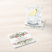 Prettig Kerstmis Waterverf Winter Bloemen Naam Kartonnen Onderzetters (Insitu)