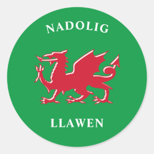 Prettig Kerstmis Welsh Simple Keltisch Prettig Ker Ronde Sticker