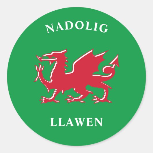 Prettig Kerstmis Welsh Simple Keltisch Prettig Ker Ronde Sticker (Voorkant)