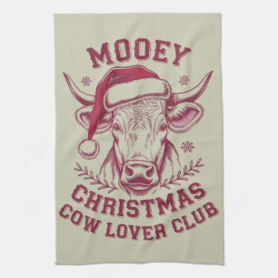 Prettig Kerstmis Western Cow Lover Club Kerstseizo Theedoek