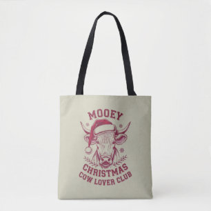 Prettig Kerstmis Western Cow Lover Club Kerstseizo Tote Bag