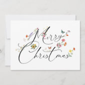 Prettig Kerstmis Wilde Bloemen Boho Modern Feestdagenkaart (Voorkant)