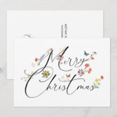 Prettig Kerstmis Wilde Bloemen Boho Modern Feestdagenkaart (Voorkant / Achterkant)