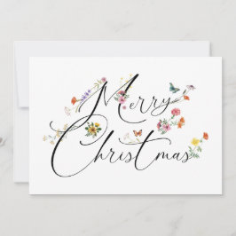 Prettig Kerstmis Wilde Bloemen Boho Modern Feestdagenkaart